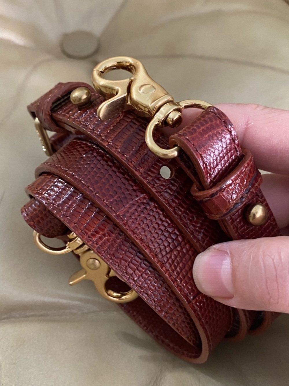 Rare Brahmin LKNW Lizard Replacement Bag Strap Leather Cognac color